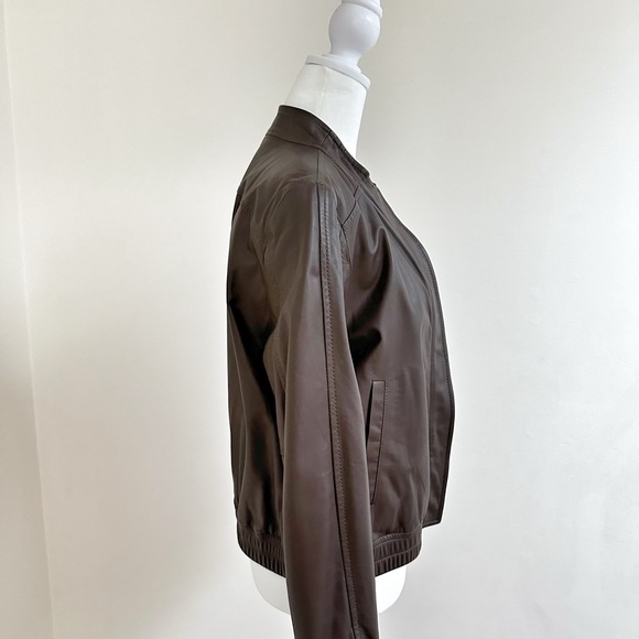 Theory Brown Leather Jacket - Picture 2 of 4